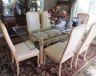Beveled glass dining table