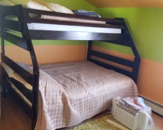 Twin over full bunk bed set; window AC unit
