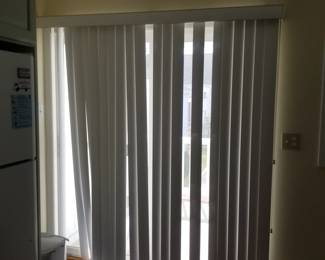 Vertical blinds; Pella sliding glass door