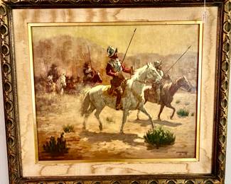 BRUCE KIMBERLING CONQUISTADOR ON HORSES OIL PAINTING.