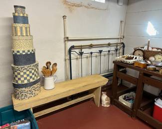 Primitive Style Bench, Nested Boxes, Bed Frame
