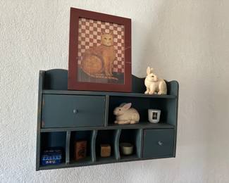Primitive Style Wall Shelf, Bunnies, Picture