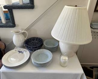 Lamp, Dishes, Bowls, Pitcher