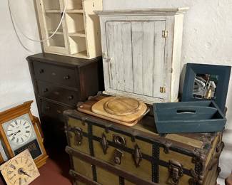 Old Trunk, Chest of Drawers, Primitive Style Wall Cabinets