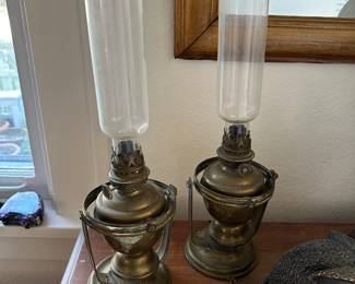 Pair of Nautical Swivel Ship Oil Lamps