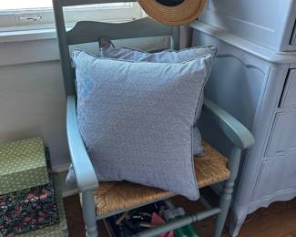 Arm Chair w/ Rush Seat, Hat, Pillows