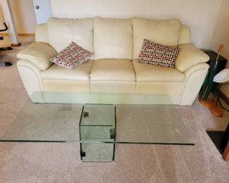 Leather Sofa and Coffee Table