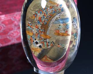 Antique Chinese Reverse Hand Painted Glass Snuff Bottle - Double Sided “Village Scene” With Original Box	2 x 5.5 x 3.5 in	198012
