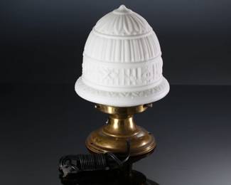 Art Deco Milk Glass Acorn Lamp Light Fixture 	12in H x 7.5in Diameter 	196217
