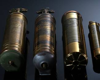 Lot of 4 Vintage Brass Pyrene Fyr-Fyter Hand Fire Extinguisher Lot 		199096
