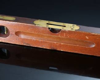 Antique 28in Stanley Rule & Level&nbsp;Brass & Wood Level #2  28.25x3.15x1.35in	199022
