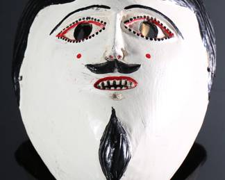 Vintage Juanegro Mexican Dance Mask Folk Art White	4x6x7.5in	196031
