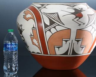 *Huge* Ruby Panana Zia Pueblo Polychrome Olla Bird Pot Native American Pottery	13in H 17in Diameter at widest point 	199151

