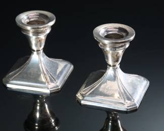 Pair of Antique Sterling Silver Weighted 331 Candle Holders	4 x 6 x 3.5 in	198018
