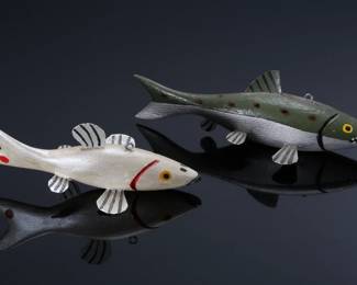 Lot of 2 Chuck Meldrum Fish Decoys CM Folk Art Decoy		196248
