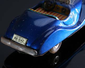 Vintage Japan Tin Friction Car Blue	2.25x2.5x6in	196126
