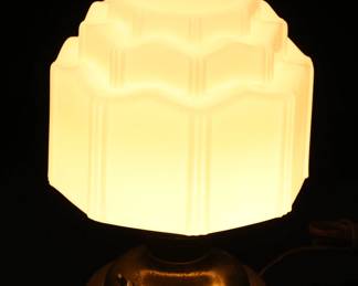 Art Deco Milk Glass Skyscraper Lamp Light Fixture 	12x8x8in	196216
