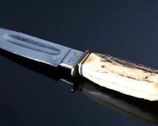 Vintage Henley & Co Othello Knife with Sheath Germany Fixed Blade Knife Stag Handle	Knife: 8.85in Blade: 4.9in 	199092
