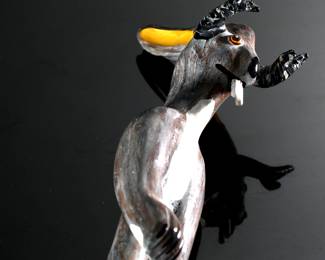 Tim Lewis Folk Art Jackalope/Lizard Walking Stick Carved Wood Cane	35.5x4.5x6in	196044
