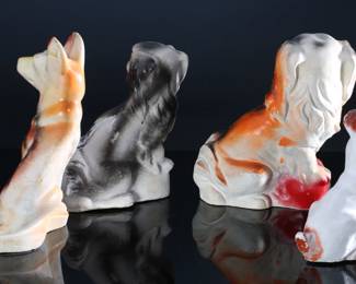 Lot of 4 Vintage Carnival Chalkware Dog Figures 		196078
