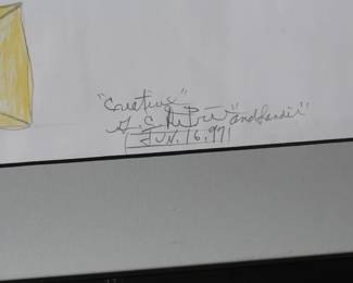 *Original* Folk Art GC DePrie “Creative” Colored Pencil Painting 2 Nude Ladies Gerald 	Image: 17.5x21.75in<BR>Frame: 23.75x28.15x1in	196003
