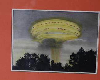 *Original* Folk Art UFO EMPORALL 99 Framed Unsigned 	Frame: 26.25x22.25x0.75in	196004
