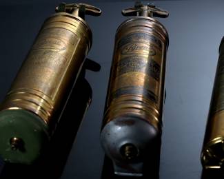 Lot of 4 Vintage Brass Pyrene Fyr-Fyter Hand Fire Extinguisher Lot 		199096
