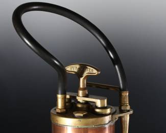 Antique Brass & Copper Fyr-Fyter The Captain Hand Pump Fire Extinguisher&nbsp;	20in H x 5.75in Diameter at baser	199108
