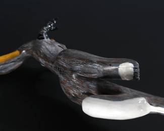 Tim Lewis Folk Art Jackalope/Lizard Walking Stick Carved Wood Cane	35.5x4.5x6in	196044
