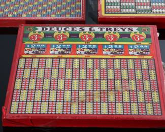 Lot of 3 Vintage Punchboard Gambling Punch Boards Double Luck Winners Deuces & Treys Trade Stimulators 		196006
