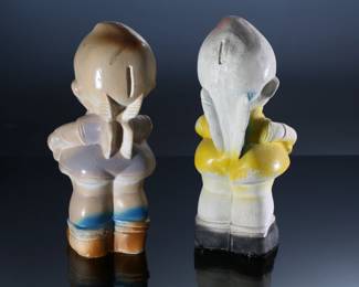 Lot of 2 Vintage Carnival Chalkware Fat Kewpie Dolls 		196165
