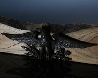 Antique Bronze Eagle Arrows & Olive Branch Mounted on Wood Board	Total: 2x21x6.25in eagle: 5.5x15.75x1in	199086
