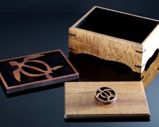 Koa Wood Sea Turtle Honu Trinket Box Artist Made	4x8.5x6.25in	199157
