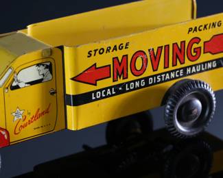 1950s Vintage Walt Reach Toy Courtland Wind-Up Moving Truck Tin Litho No. 1300	3x3x8.75in	196121
