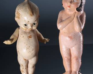 Lot of 2 Vintage Carnival Composite Dolls Kewpie & Woman 		196161
