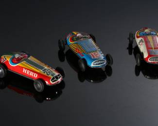 Lot of 3 Vintage Japan Tin Litho Toy Race cars 	1x2.1x3.85in	196207
