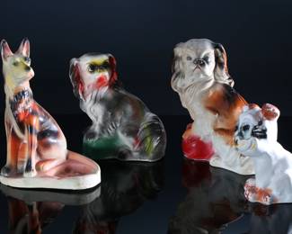 Lot of 4 Vintage Carnival Chalkware Dog Figures 		196078
