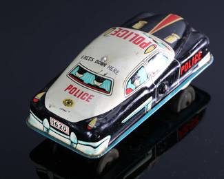 Vintage Japanese Tin Friction Police Car Japan  	2.25x2.75x5.5in	196134
