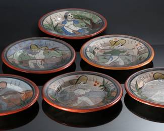 Lot of 6 A. Ramos Tonala Jalisco Mexico For Art Plates 	1x9.5inDiameter 	196239
