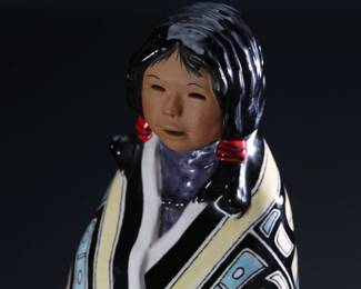 C. Alan Johnson “Lisa” Porcelain Figure Inuit Eskimo Figurine 1994 	6.45in H x 5.55x5in D	199159
