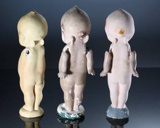 Lot of 3 Vintage Carnival Chalkware  Kewpie Dolls Jointed arms 		196160
