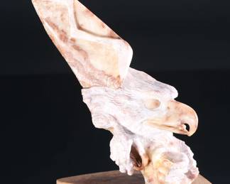 Alvin K Marshall Navajo Hand Carved Alabaster Stone Eagle Sculpture - Native American Art - Signed AKM	9 x 5 x 6 in	198017
