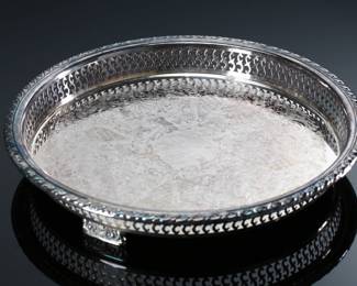 WM A Rogers Tray Silver Plate 	2in H x 13in diameter 	199164
