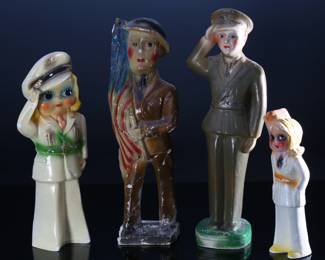 Lot of 4 Vintage Carnival Chalkware Soldiers 		196082
