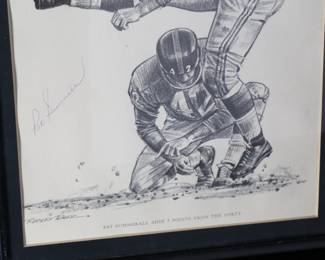 *Signed* Pat Summerall NFL Robert Riger Adds 3 Points From The Forty Print Autograph Football	Frame: 14.75x11.75x0.5in	199009
