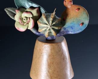 *Original* Sandra Luehrsen Southwest Botanical Sculpture Art	9.25x8.75x4in 	196178
