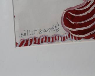 *Original* Folk Art Juillet 87 Tonni Z Framed 	Image: 10.75x7.25in<BR>Frame: 18.25x14.75x0.75in	196005
