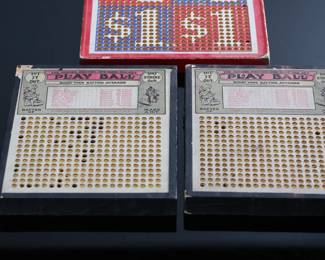 Lot of 3 Vintage Baseball Theme Punchboards Diamond Dust/Play Ball Trade Stimulators Punch Boards 		196009
