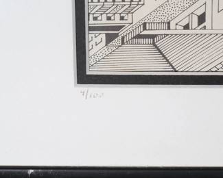 Signed Litho L. Goodman “The Neighborhood” Framed Print 	Frame: 16.25x23.25in	196026
