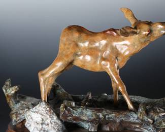 Walt Horton “It's Your Move” Bronze Sculpture Native American Girl & Deer 11/100	15.5x23.25x10.5in	199153
